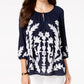 Charter Club Women's Embroidered Top Blue Size M