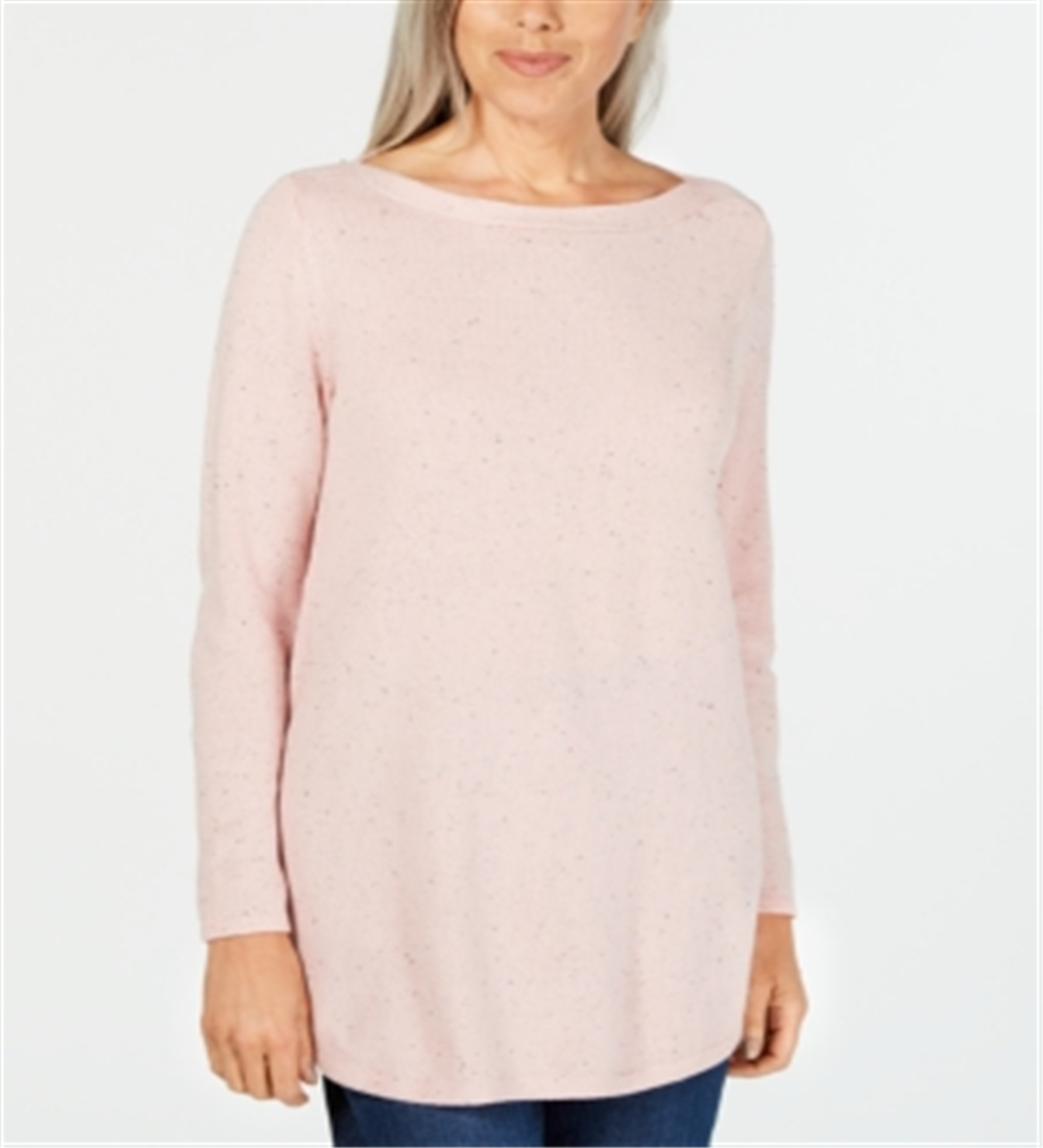 Karen Scott Women's Textured Tunic Sweater Pink Size Small