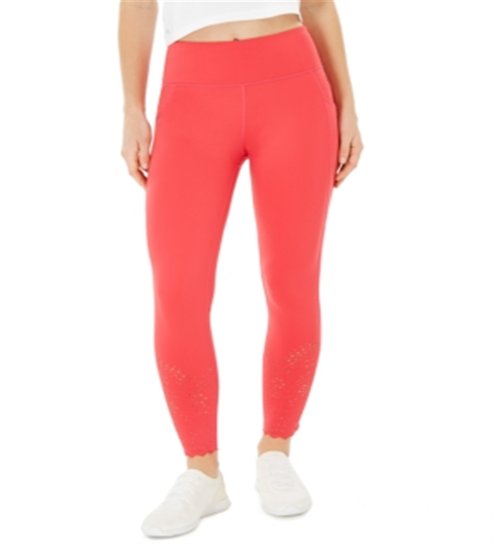 Ideology Women's Perforated Ankle Leggings Pink Size Large