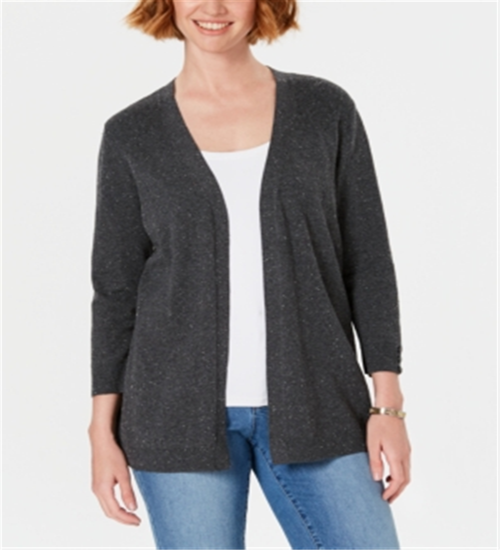 Karen Scott Women's Petite Open-Front Cardigan Grey Size Petite M