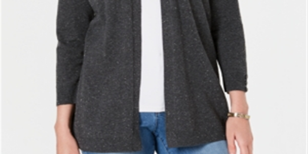 Karen Scott Women's Petite Open-Front Cardigan Grey Size Petite M