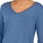 Style & Co Women's V-Neck Chiffon-Hem Top Blue Size S