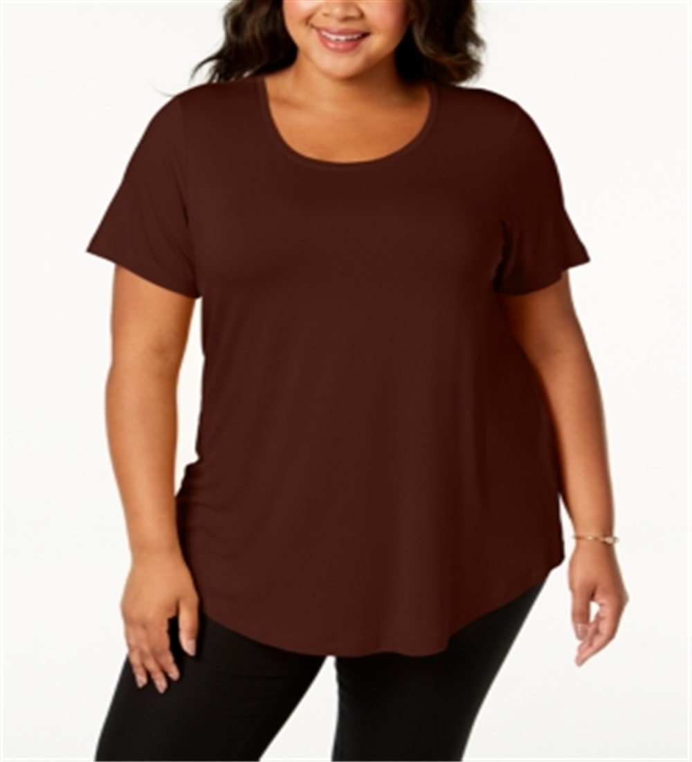 JM Collection Women's Short Sleeve Top Wine Size 1X