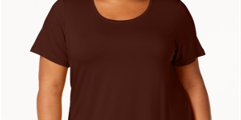 JM Collection Women's Short Sleeve Top Wine Size 1X