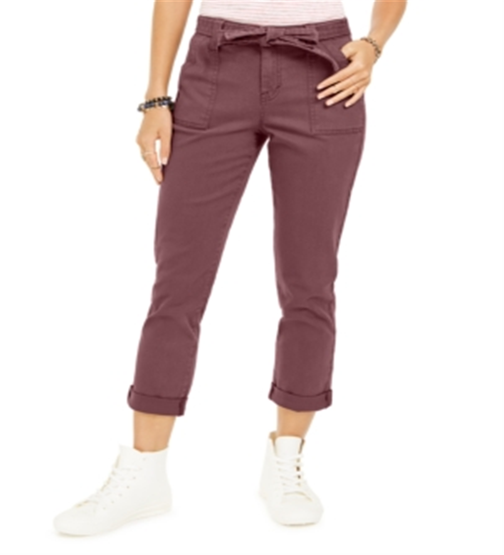 Style & Co Women's Belted Cuffed Jeans Pink Size 10