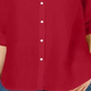 Charter Club Women's Linen Button Front Shirt Red Size Petite Large
