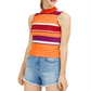 Planet Gold Junior's Striped Mock Neck Top Red Size Large