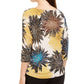 Alfani Women's Printed Boat Neck Top Yellow Size Petite