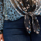 INC Plus Size Printed Tie-Front Retro Flower Black Size  0X
