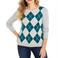 Charter Club Women's Argyle Crewneck Sweater Green Size XX-Large