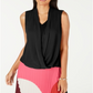 Alfani Women's Sleeveless Draped Front Top Black Size Petite XL