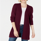 Karen Scott Women's Open Front Cardigan Red Size Small