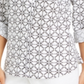 Charter Club Women's Printed Tab Sleeve Shirt White Size Small