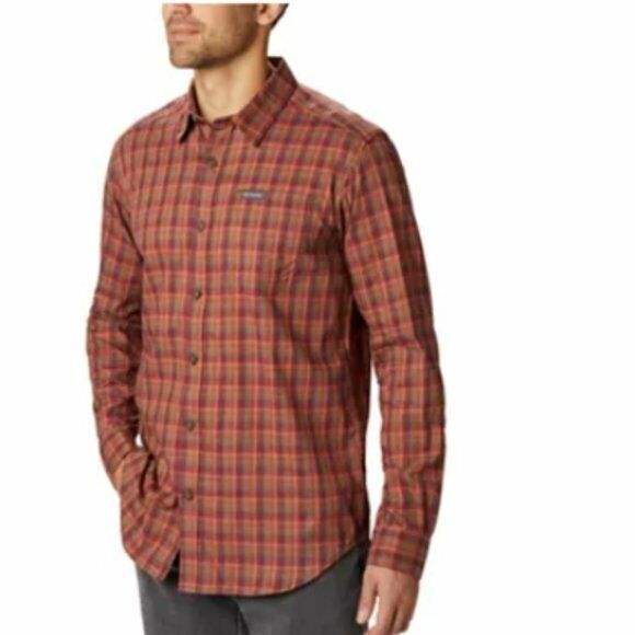Columbia Men's Vapor Ridge Iii Modern Classic Fit Plaid Shirt Red Size 2XL