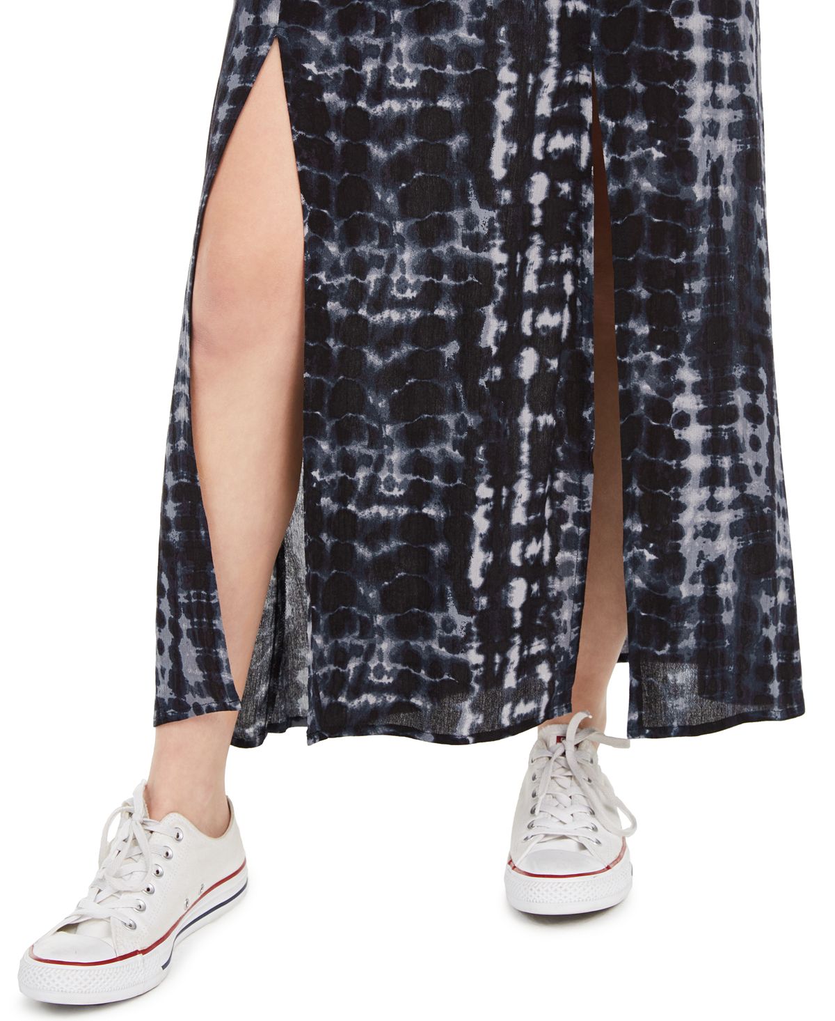Be Bop Junior's Printed Double Slit Maxi Skirt Navy Size Large