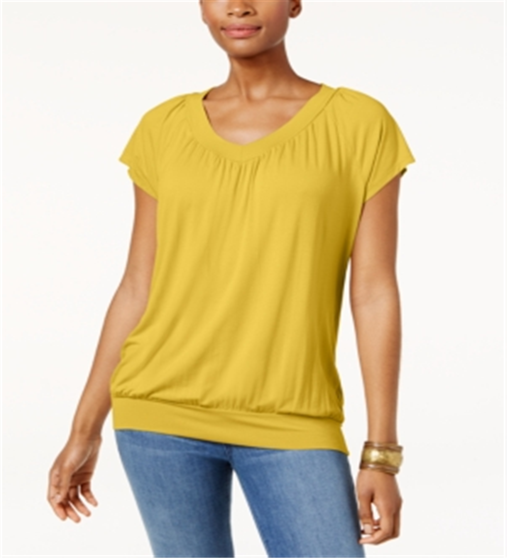 JM Collection Women's Blouson T-Shirt Yellow Size XX-Large