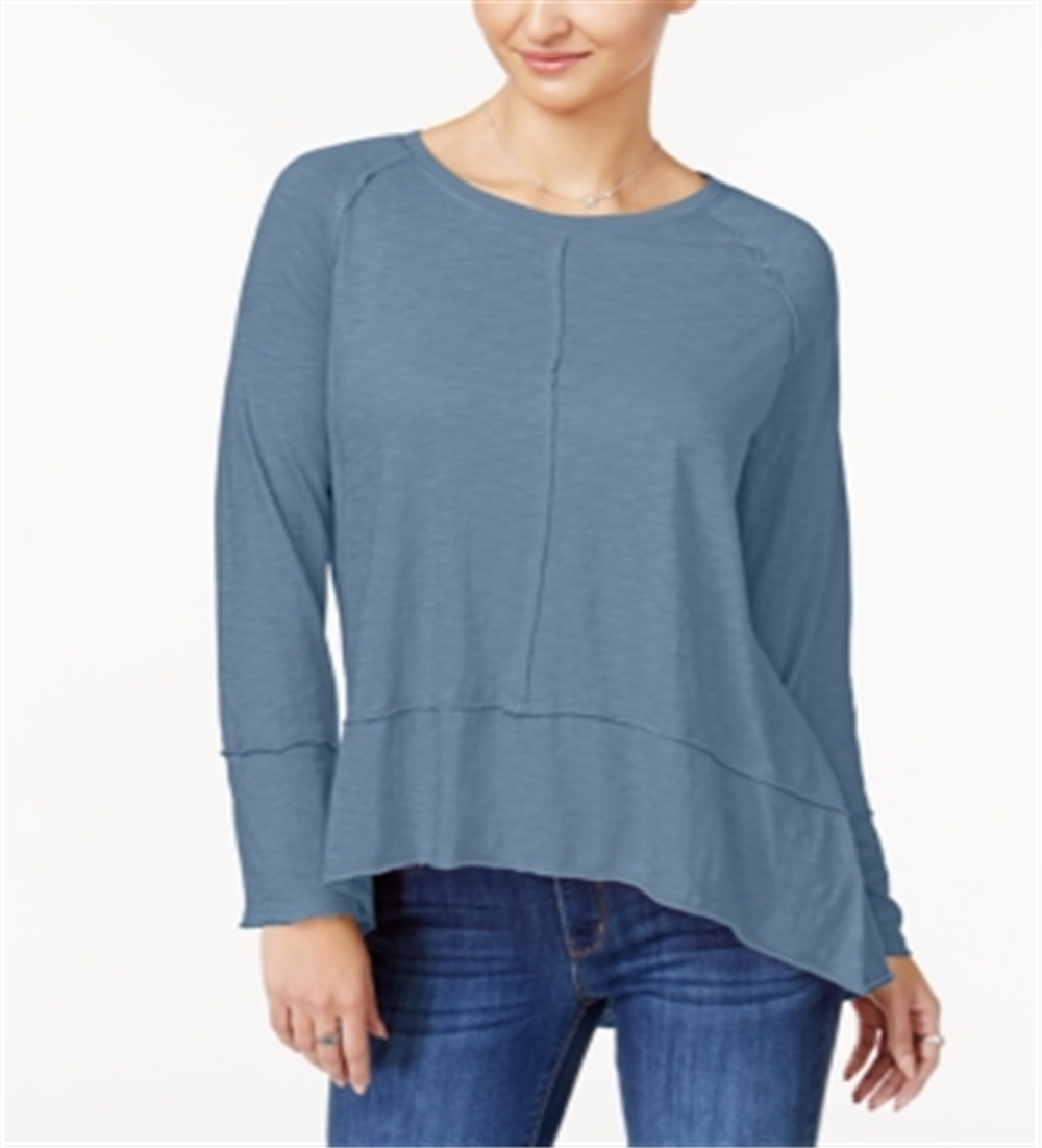 Style & Co Women's Cotton High Low Top Blue Size X-Small