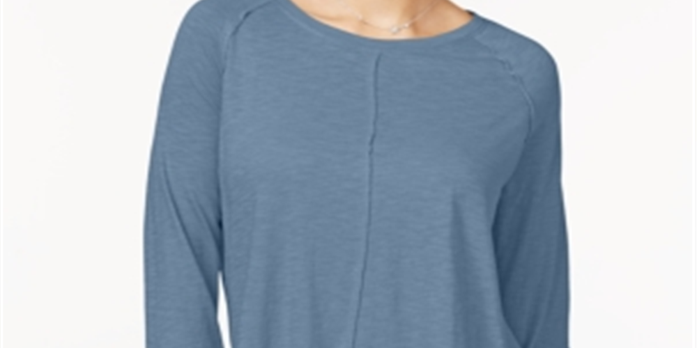 Style & Co Women's Cotton High Low Top Blue Size X-Small