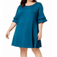 John Paul Richard Women's Plus Shift Tiered Ruffle Dress Green Size 1X