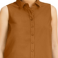 Alfani  Women's Sleeveless Collared Button up Top Beige Size M