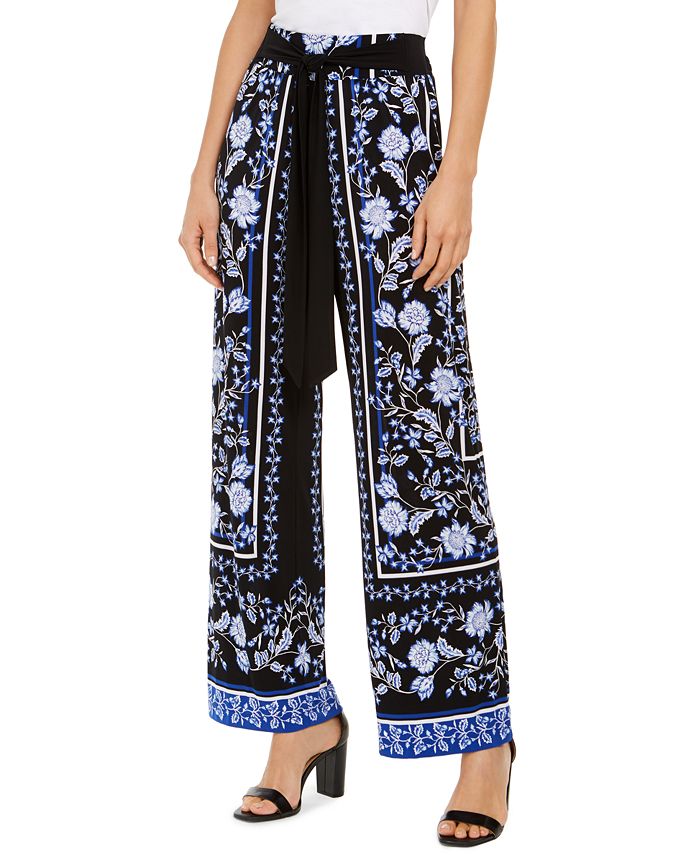 INC International Concepts Women's Tie Wide Leg Pants Black Size Large