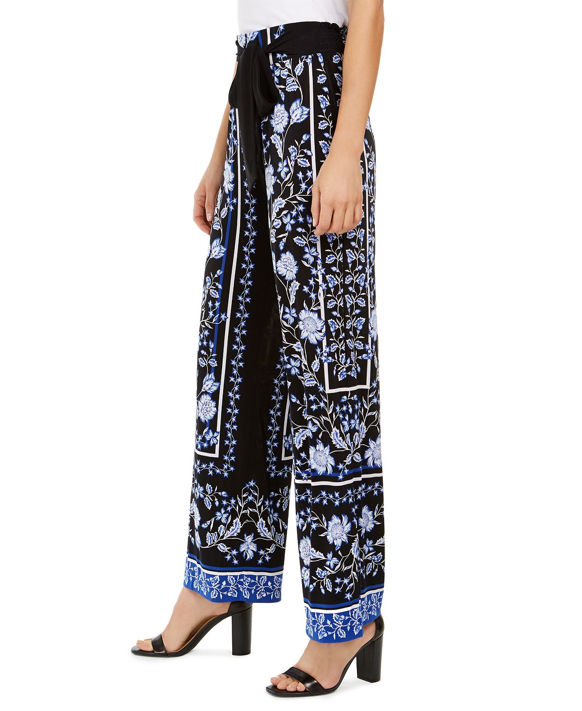 INC International Concepts Women's Tie Wide Leg Pants Black Size Large