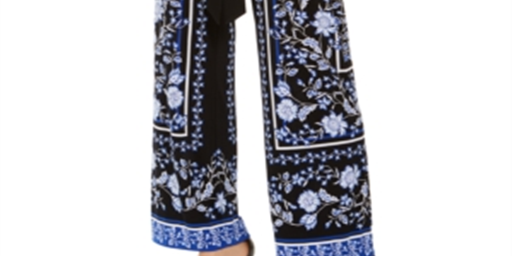 INC International Concepts Women's Tie Wide Leg Pants Black Size Large