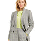 Bar III Women's Plaid Double Breasted Blazer Gray Size X-Small