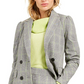 Bar III Women's Plaid Double Breasted Blazer Gray Size X-Small