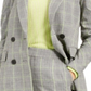 Bar III Women's Plaid Double Breasted Blazer Gray Size X-Small