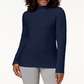 Karen Scott Women's Long Sleeve Mock Neck Cotton Top Blue Size Petite