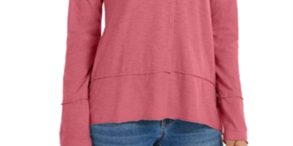Style & Co Women's Split Neck Tunic Pink Size Small