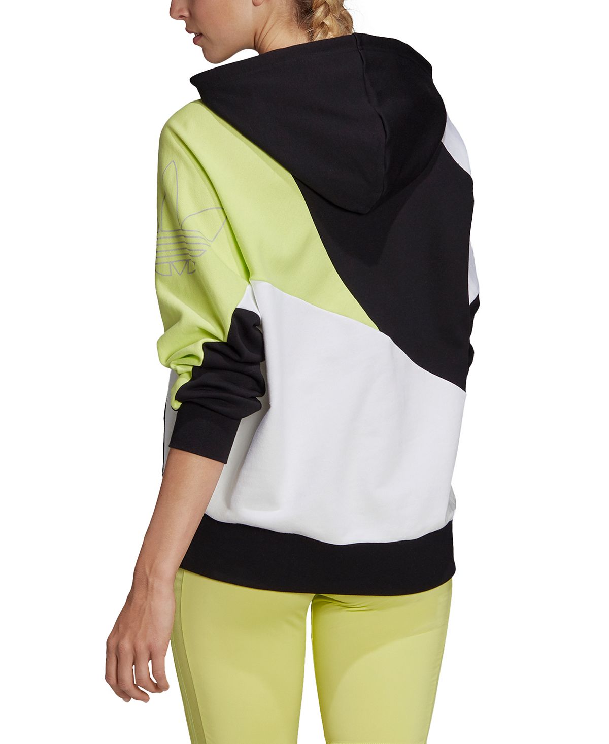 Adidas Women's Cotton Colorblocked Hoodie Black Size X-Small