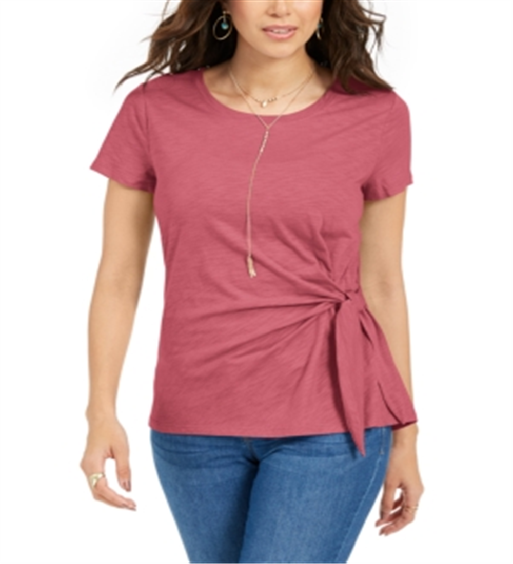 Style & Co Women's Side Tie Top Pink Size Medium