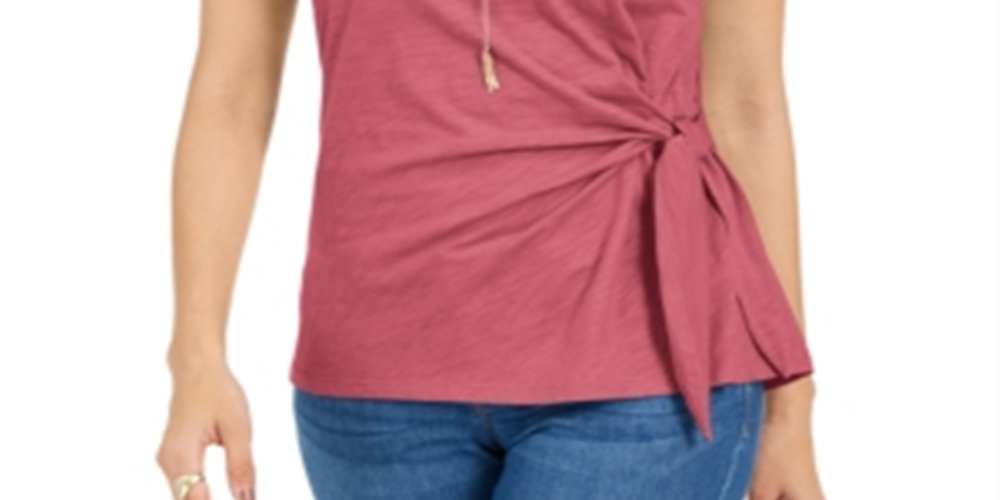 Style & Co Women's Side Tie Top Pink Size Medium