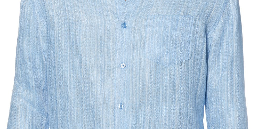 Cubavera Men's Textured Sport Long Sleeve Shirt Blue Size Large