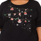 Karen Scott Women's Cotton Holiday Rhinestone Embellished Top Black Size 3X