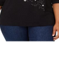 Karen Scott Women's Cotton Holiday Rhinestone Embellished Top Black Size 3X