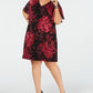 Connected Women's Plus Flutter Sleeve Floral Dress Wine Size 16 W