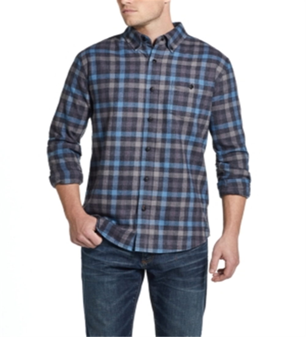Weatherproof Vintage Men's Brushed Flannel Plaid Shirt Blue Size XXX-Large