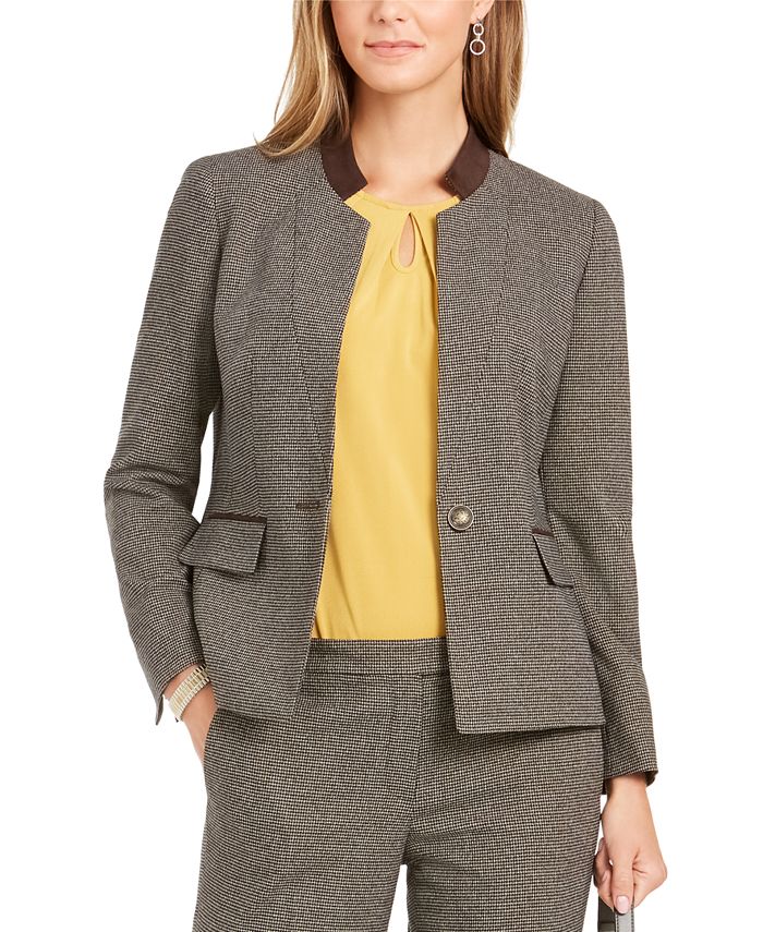 Kasper Women's Houndstooth Print Jacket Brown Size 6