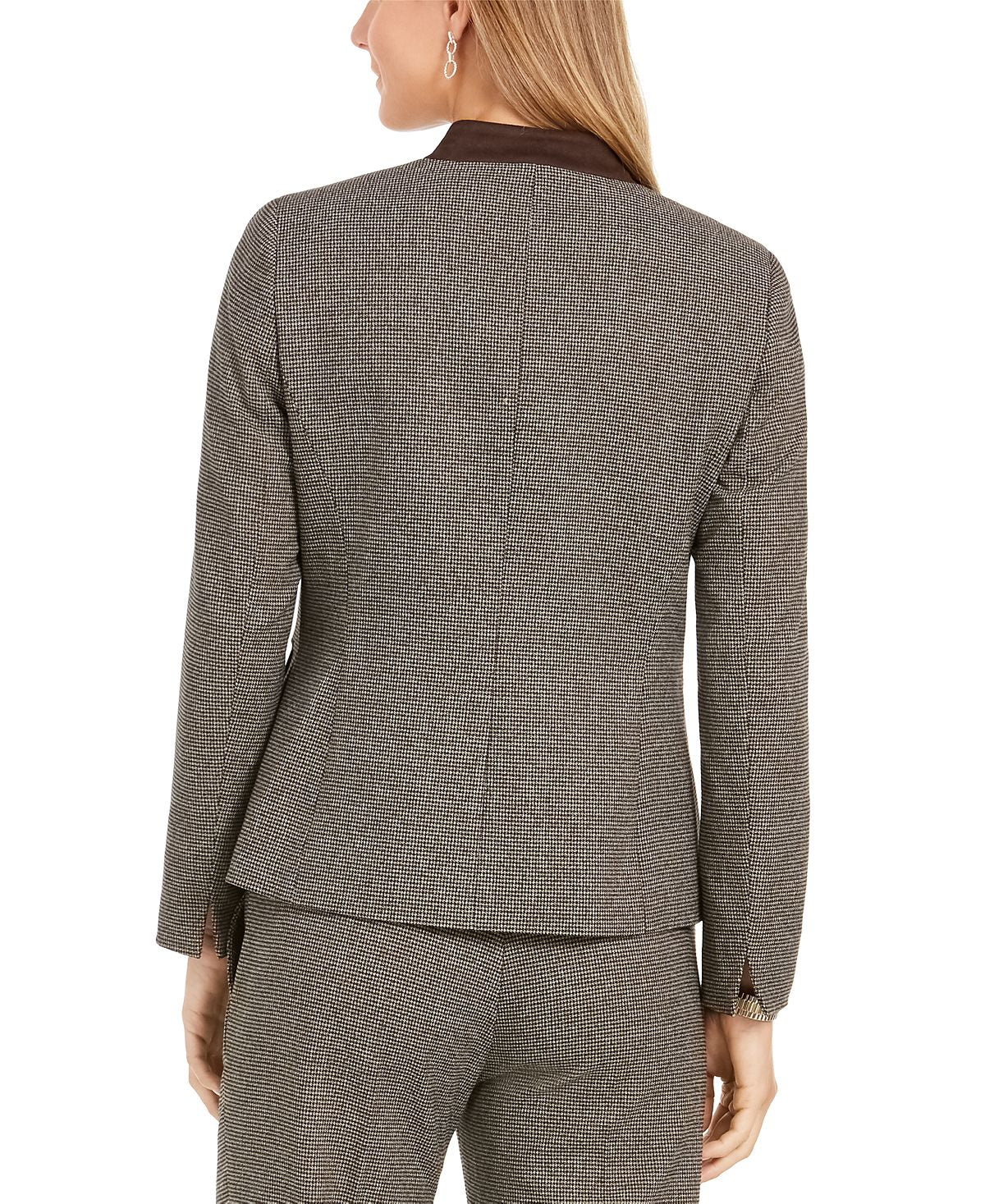Kasper Women's Houndstooth Print Jacket Brown Size 6
