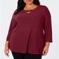 Alfani Women's Keyhole Tunic Wine Size 4X