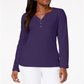 Karen Scott Women's Cotton Henley Neck Top Purple Size Petite Small