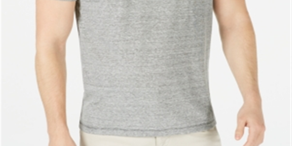 Alfani Men's Regular Fit End on End Stripe Linen Blend Polo Shirt Gray Size Medium