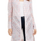 Hooked Up By IOT Junior's Pointelle Cardigan Pink Size Medium