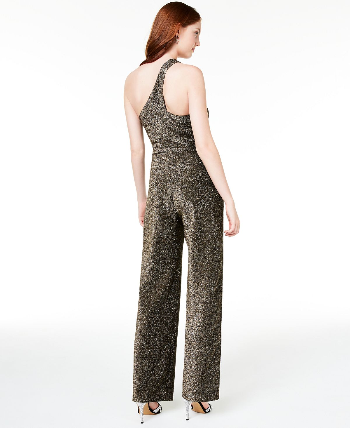 City Studios Junior's One Shoulder Jumpsuit Gold  Size 3