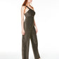 City Studios Junior's One Shoulder Jumpsuit Gold  Size 3