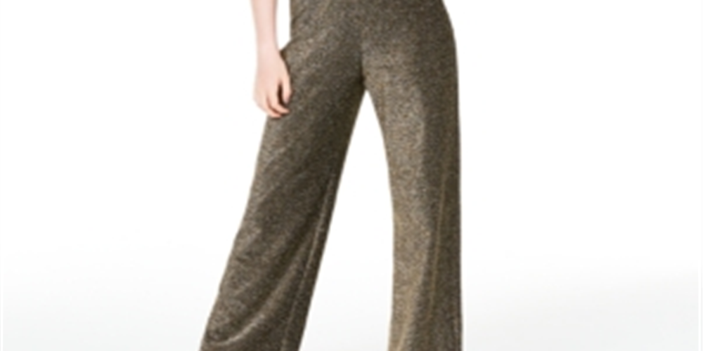 City Studios Junior's One Shoulder Jumpsuit Gold  Size 3