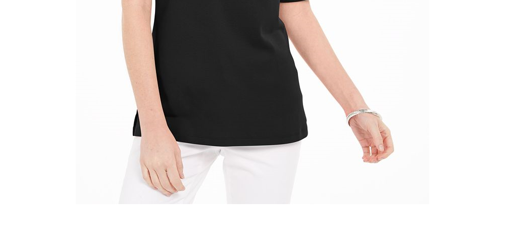 Karen Scott Women's Cotton Cutout Sleeves Top Black Size Small